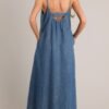 Celestial Swing Denim Asymmetrical High Low Dress