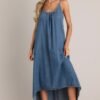 Celestial Swing Denim Asymmetrical High Low Dress