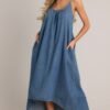 Celestial Swing Denim Asymmetrical High Low Dress