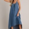 Celestial Swing Denim Asymmetrical High Low Dress