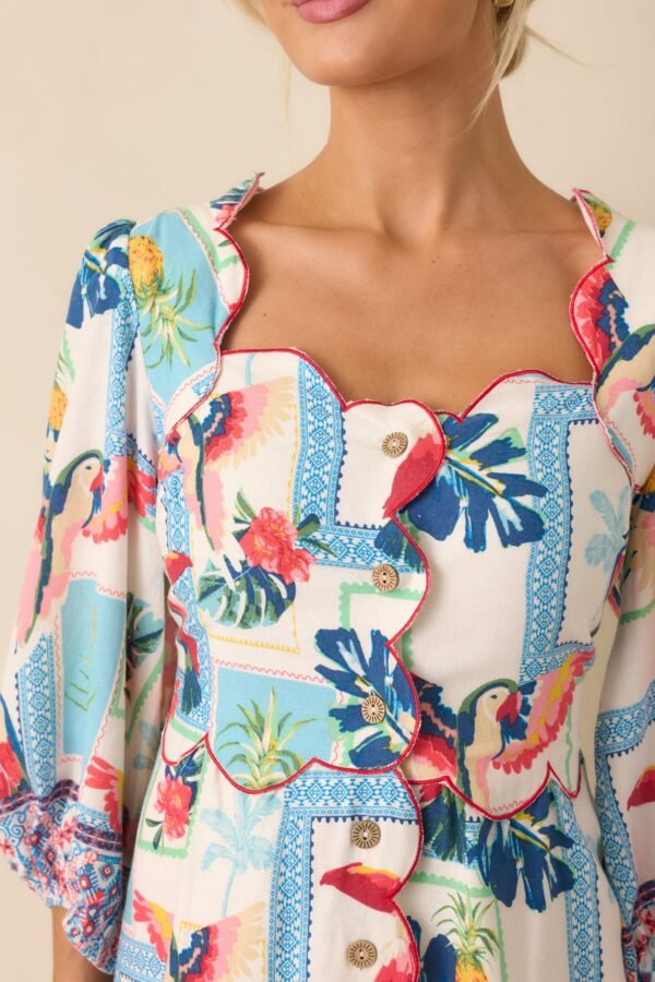 Away From The Noise Ivory Multi Patchwork Print Mini Dress