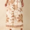 Aylaya Beige Multi Print Cotton Cairo Maxi Skirt