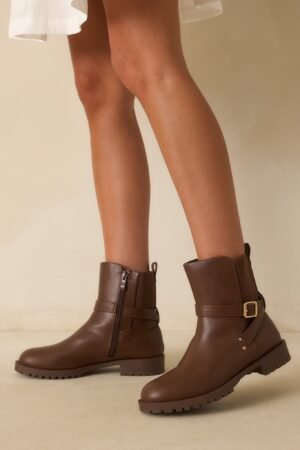 Can't Help Myself Chocolate Brown Faux Leather Ankle Boots