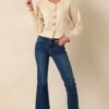 Back And Forth Dark Wash Mid Rise Cropped Flare Jeans