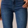Back And Forth Dark Wash Mid Rise Cropped Flare Jeans