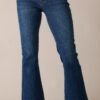 Back And Forth Dark Wash Mid Rise Cropped Flare Jeans
