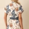 Aylaya Ivory Multi Floral Print Linen Blend Monaco Romper