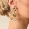 Can't Help But Smile Gold Geometric Textured Drop Earrings