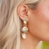 Can't Help But Smile Gold Geometric Textured Drop Earrings