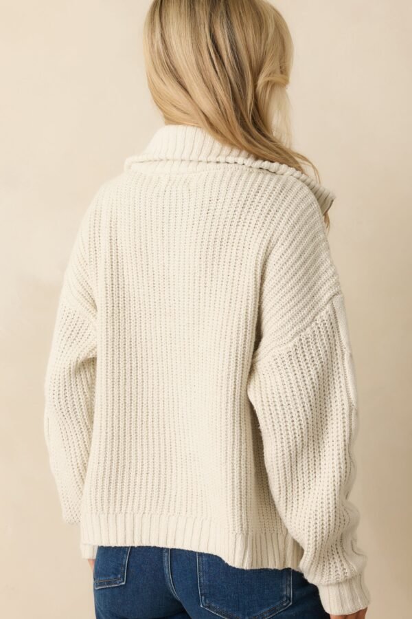 Better Believe It Ivory Cable Knit Zip Front Sweater Jacket