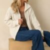 Better Believe It Ivory Cable Knit Zip Front Sweater Jacket