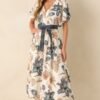 Aylaya Ivory Multi Floral Print Linen Blend Sorrento Maxi Dress