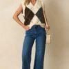 At The Right Time Ivory Argyle V-Neck Sweater Vest