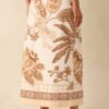 Aylaya Beige Multi Print Cotton Cairo Maxi Skirt
