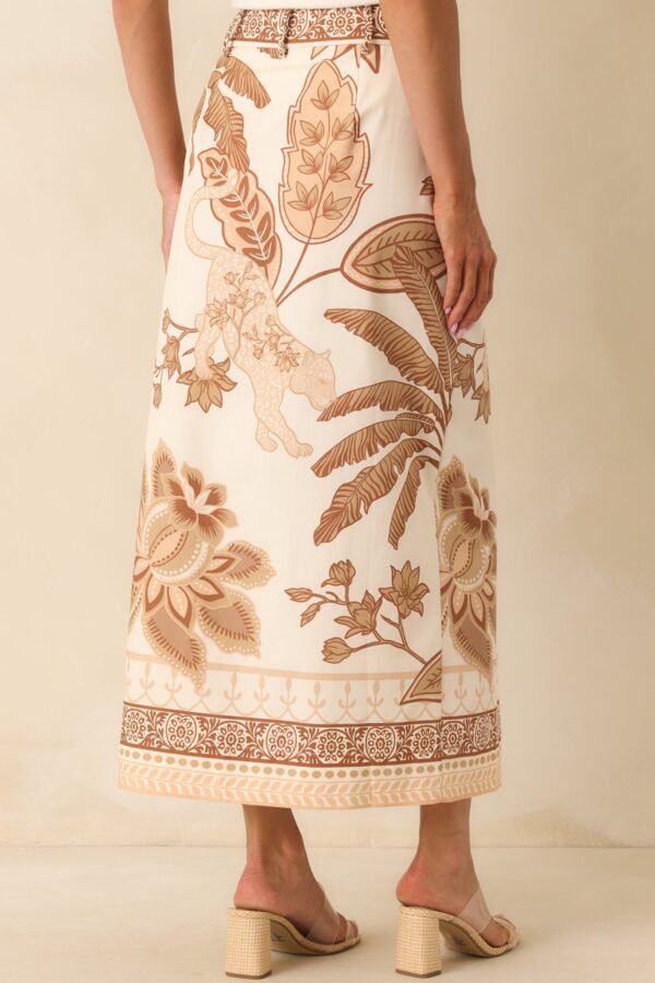 Aylaya Beige Multi Print Cotton Cairo Maxi Skirt