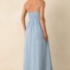 Aylaya Light Blue Stripe Linen Singapore Maxi Dress