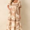 Aylaya Beige Multi Print Cotton Lisbon Maxi Dress