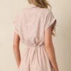 Big Moment Tan Stripe Cotton Collared Romper
