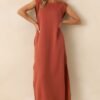 Between Now And Then Terracotta Cotton Sleeveless Maxi Dress