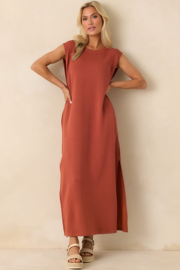 Between Now And Then Terracotta Cotton Sleeveless Maxi Dress