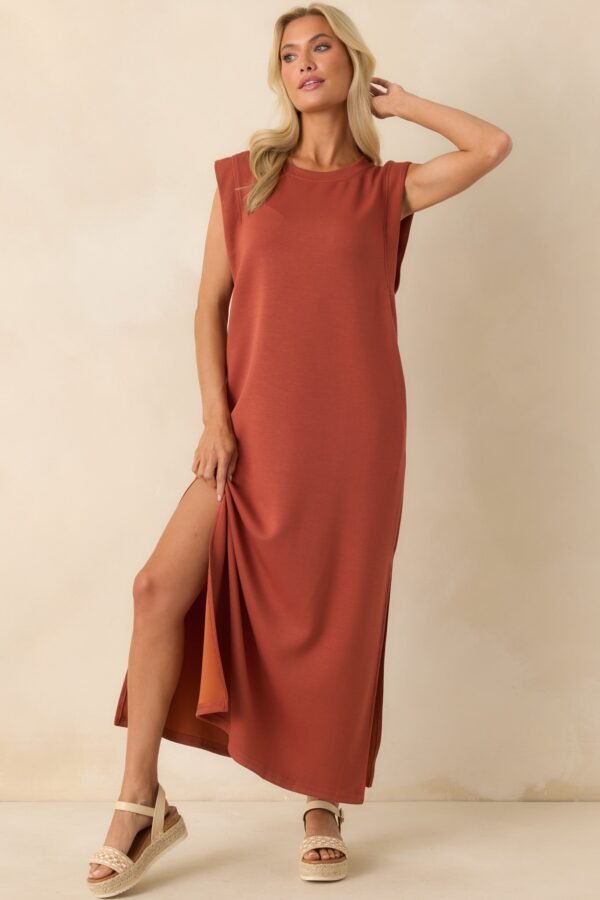 Between Now And Then Terracotta Cotton Sleeveless Maxi Dress