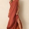 Between Now And Then Terracotta Cotton Sleeveless Maxi Dress