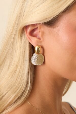 Beneath The Open Sky Gold Textured Drop Earrings