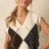 At The Right Time Ivory Argyle V-Neck Sweater Vest