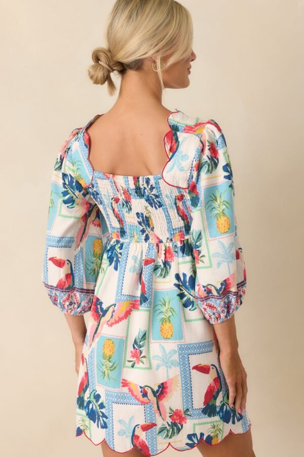 Away From The Noise Ivory Multi Patchwork Print Mini Dress
