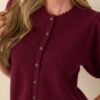 Caught Up In The Moment Wine Knit Short Sleeve Cardigan
