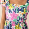 Blooming Shores Pink Tropical Floral Flutter Sleeve Maxi Dress