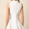 Bon Voyage Cotton White Button Front Mini Dress