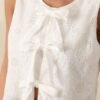 By My Side White Cotton Embroidered Eyelet Bow Front Top