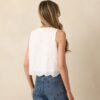 By My Side White Cotton Embroidered Eyelet Bow Front Top