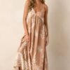 Bohemian Life Tan Floral Maxi Dress