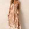 Bohemian Life Tan Floral Maxi Dress