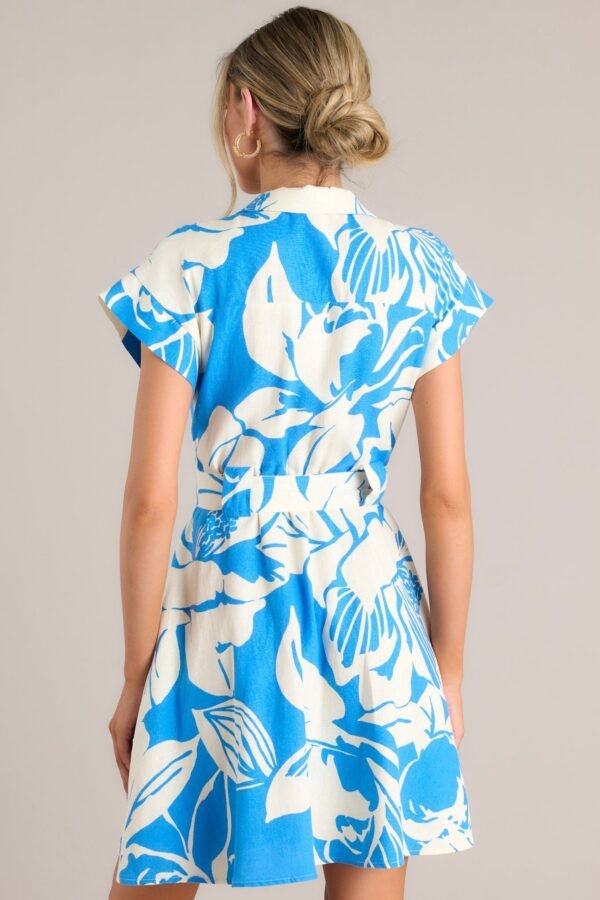 Big Feelings Blue Floral Button Front Mini Dress