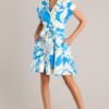 Big Feelings Blue Floral Button Front Mini Dress